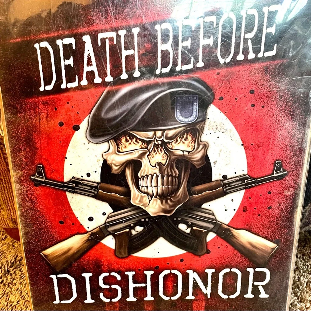 NEW Heavy Duty Steel Death Before Dishonor Metal Sign